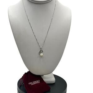 Helzberg Diamonds Sterling‎ Silver CZ Freshwater Pearl Heart Pearl Necklace NWT